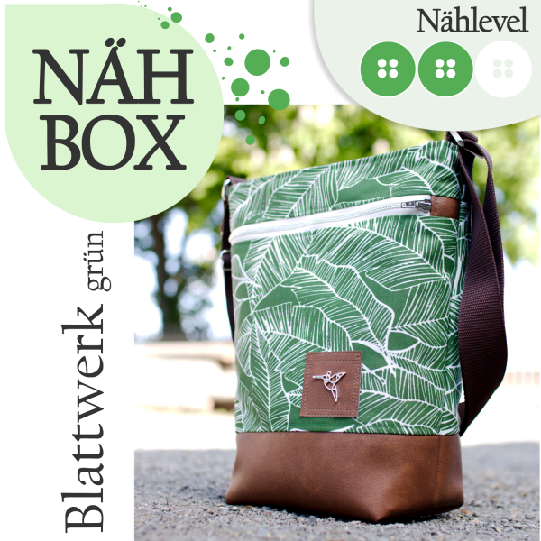 Nähset Umhängetasche - Blattwerk grün
