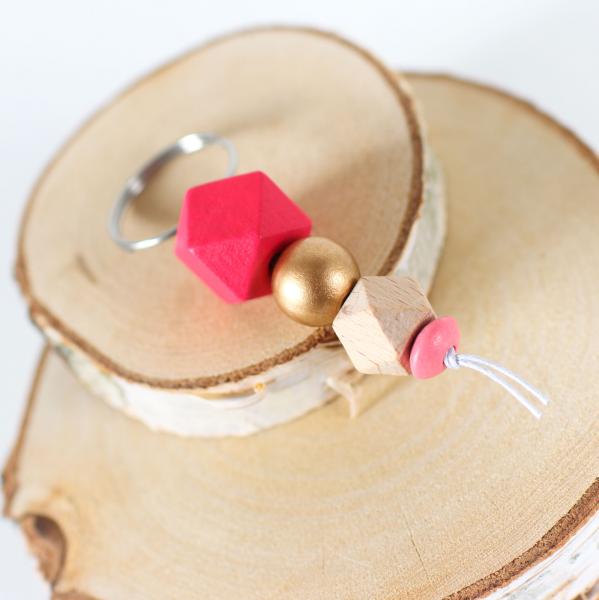 Preview: Großer Schlüsselanhänger - Pink/Gold/Natur