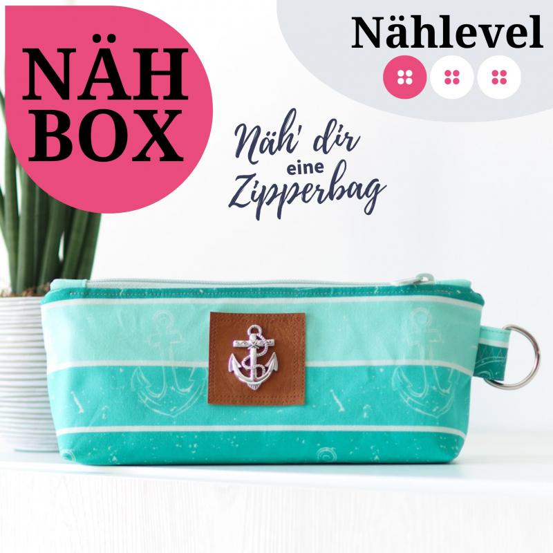 Nähset Zipperbag - Anker türkis
