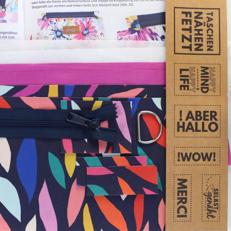 Nähset Zipperbag - Farbenfroh inkl. Labelset 'Statement'