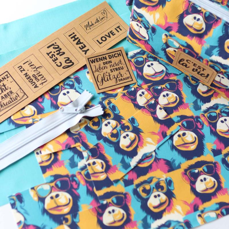 Nähset Boxybag 'Medium' - Affentheater inkl. Labelset 'C'est la vie!'