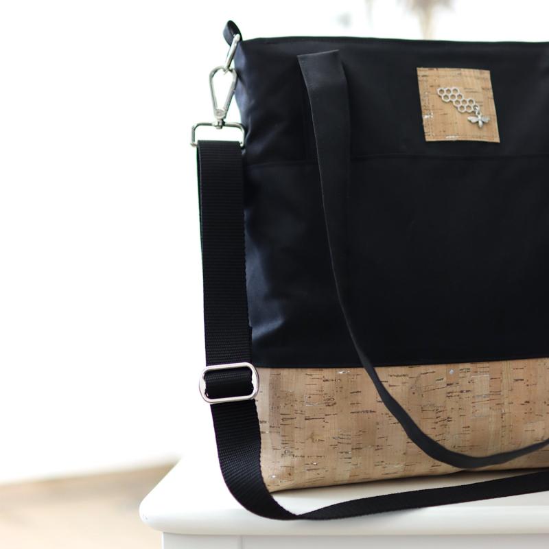 Nähbox Shopper - Waxed Black & Kork