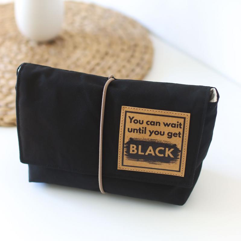Nähset Minibag - Waxed Black inkl. Labelset 'English'