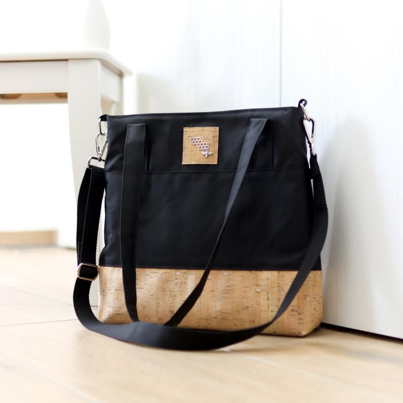 Nähbox Shopper - Waxed Black & Kork