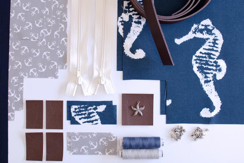Nähbox 'Piper' - Seepferdchen navy