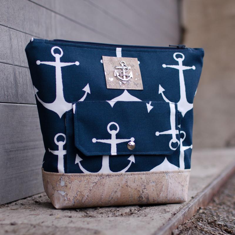 Nähbox große Kosmetiktasche - Anker Navy