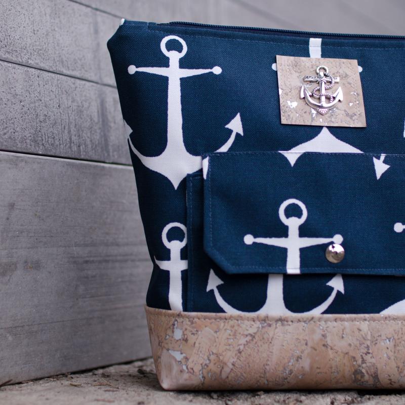 Nähbox große Kosmetiktasche - Anker Navy