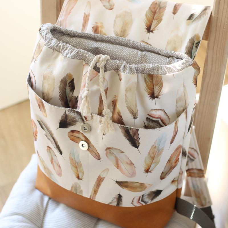 Nähbox Rucksack - Feathers Cream