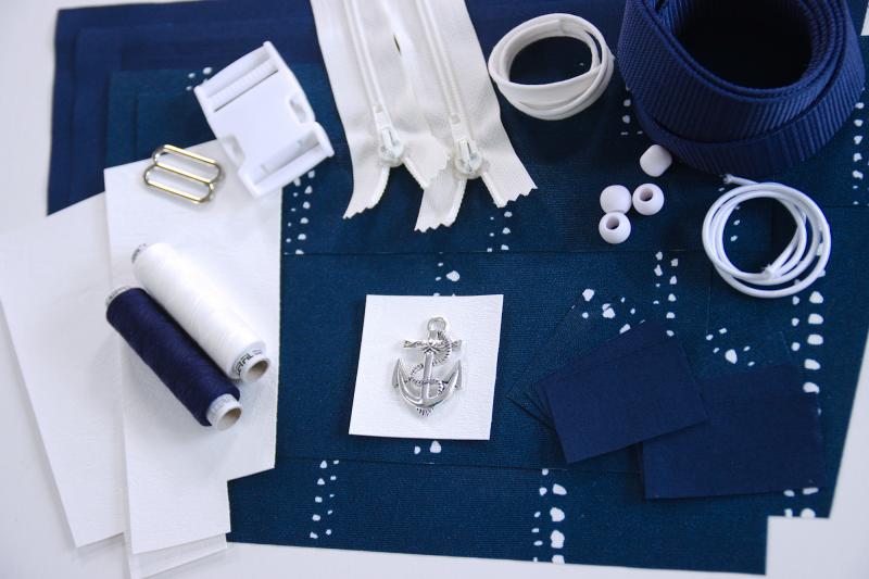 Nähbox Gürteltasche 'Ida' - Waterdrops Navy