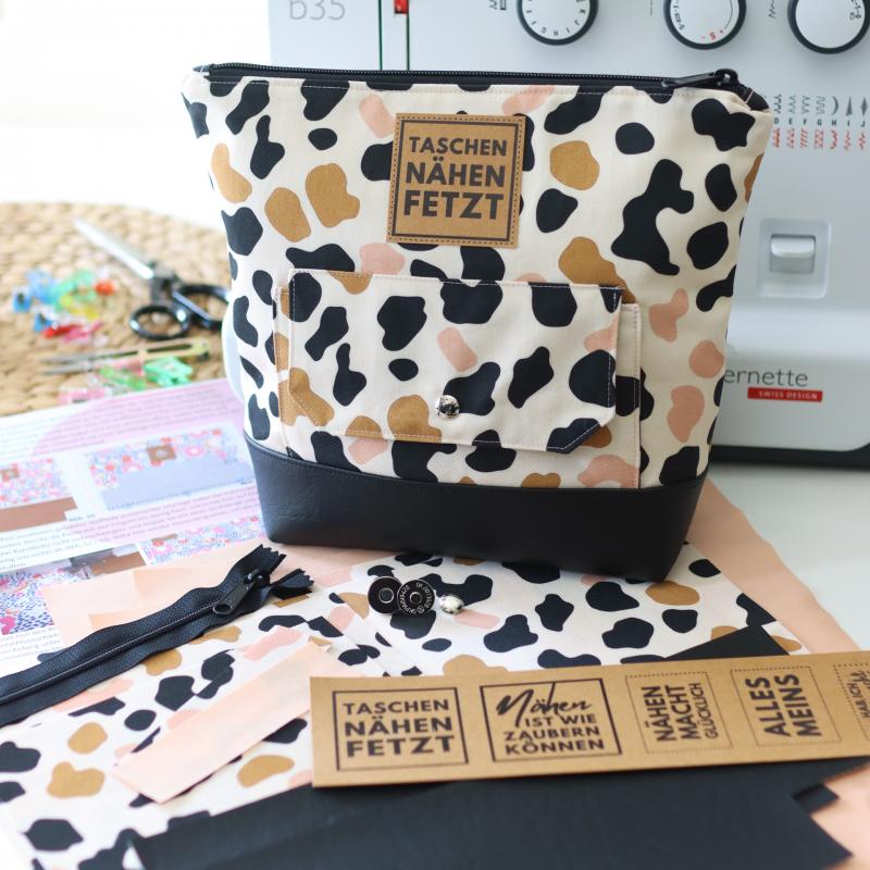Nähbox große Kosmetiktasche - Leo inkl. Labelset 'Nähliebe'