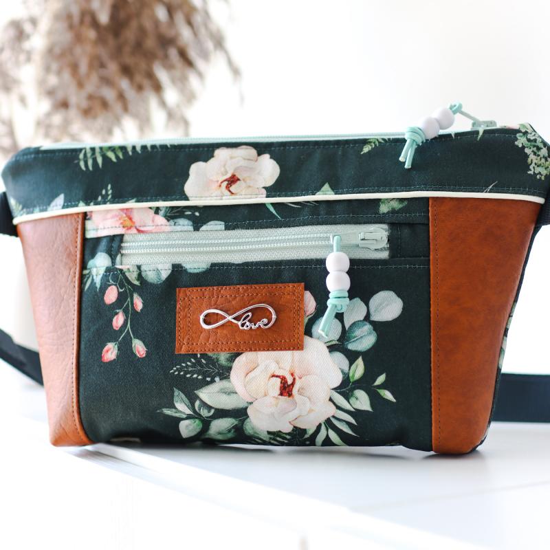 Nähbox Gürteltasche 'Ida' - Aquarell dunkelgrün