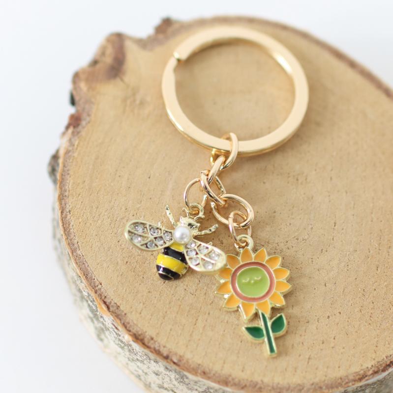 Schlüsselanhänger, vergoldet - Bienchen