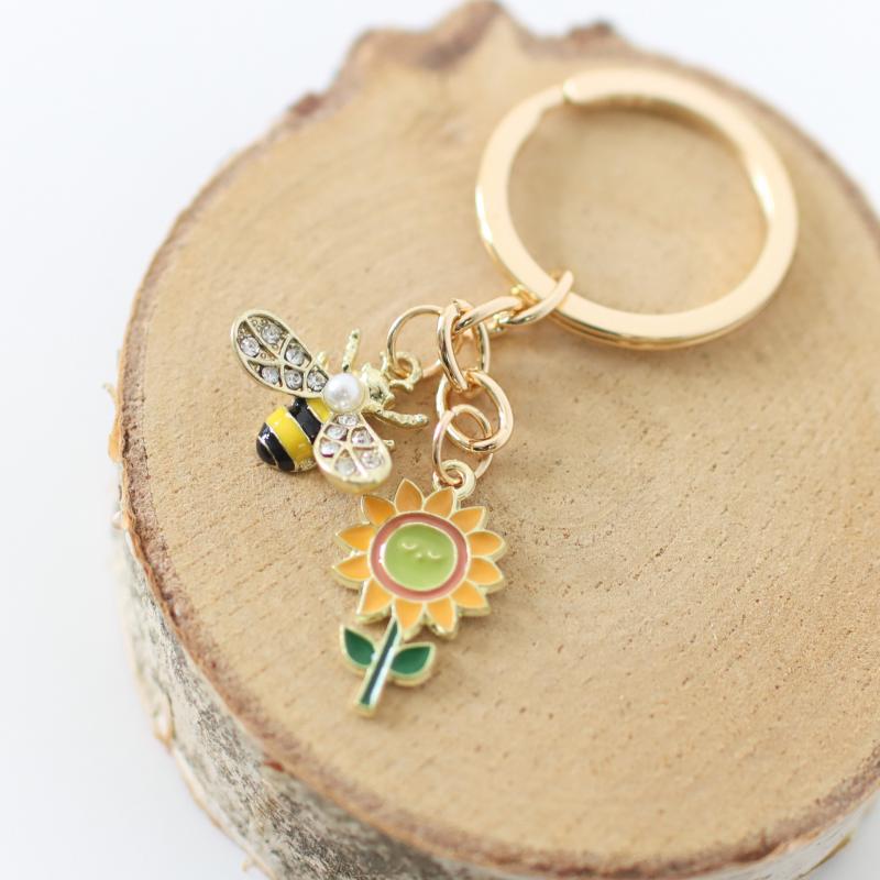 Schlüsselanhänger, vergoldet - Bienchen