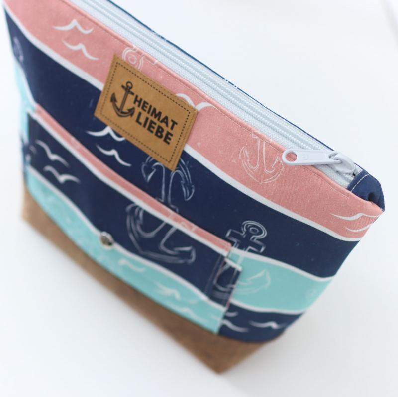 Nähbox große Kosmetiktasche - Anker & Meer inkl. Labelset 'Anker'