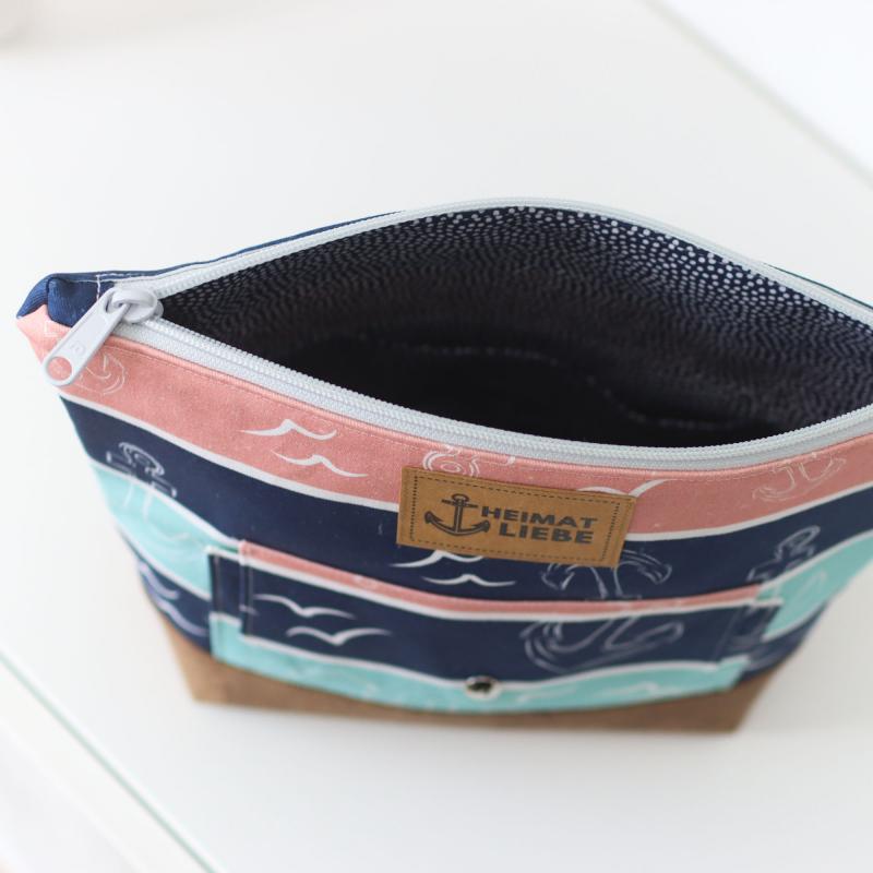 Nähbox große Kosmetiktasche - Anker & Meer inkl. Labelset 'Anker'