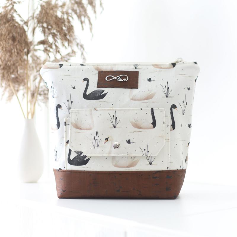 Nähbox große Kosmetiktasche - Schwäne