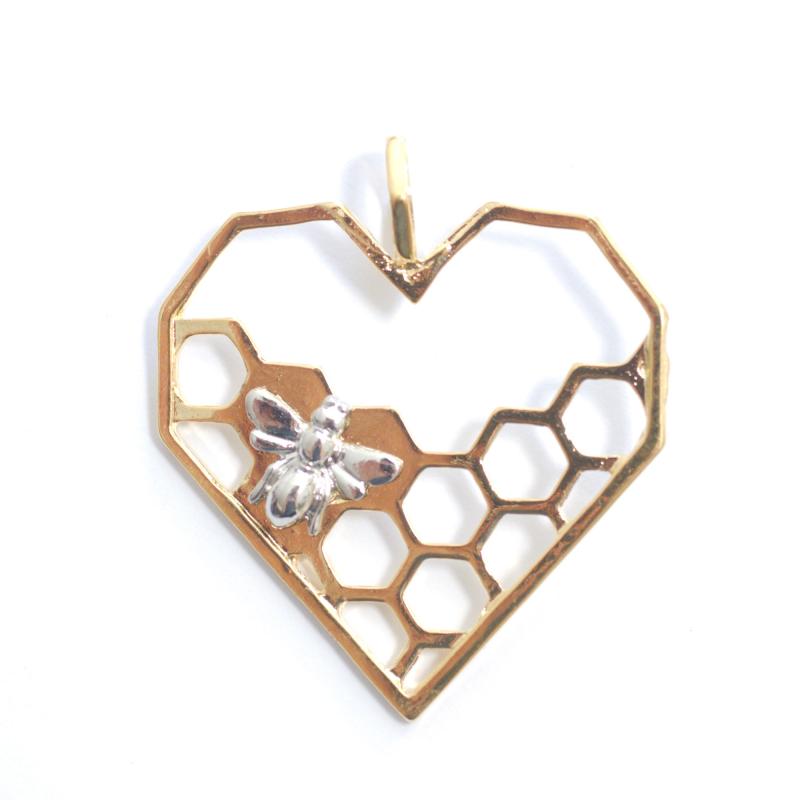 Herz mit Biene, silber und gold