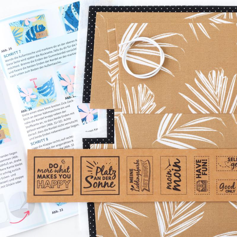 Nähset Minibag - Palmenblätter beige inkl. Labelset 'Fun'