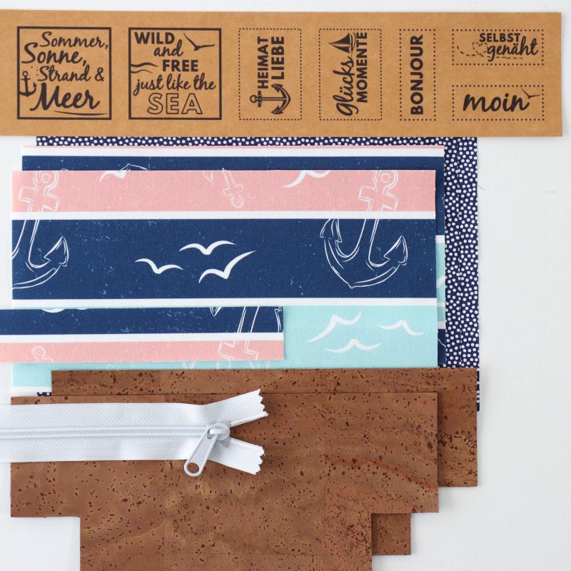 Nähbox Kosmetiktasche - Anker & Meer inkl. Labelset 'Anker'