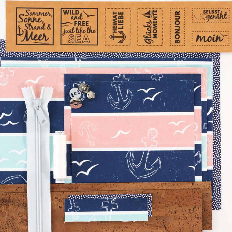 Nähbox große Kosmetiktasche - Anker & Meer inkl. Labelset 'Anker'