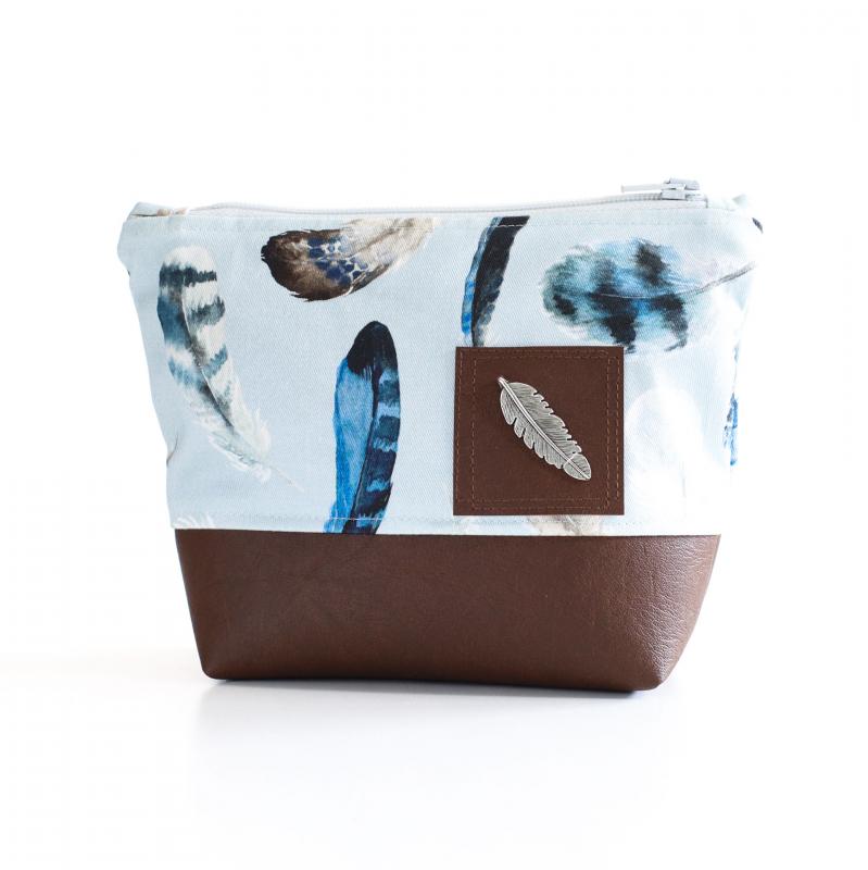 Nähbox Kosmetiktasche - Feathers Blue