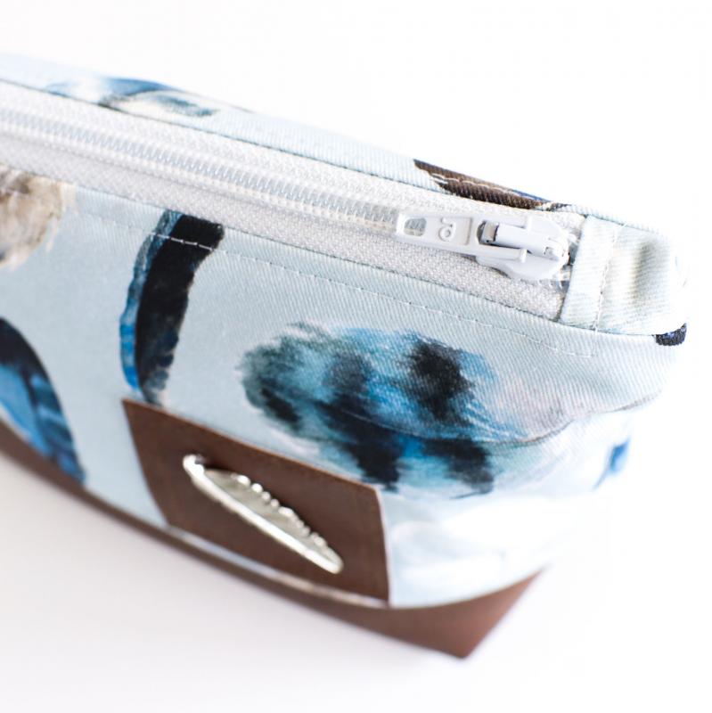 Nähbox Kosmetiktasche - Feathers Blue