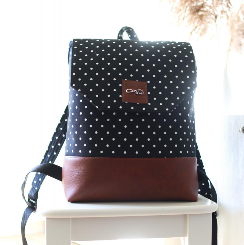 Nähbox Rucksack - Punkte schwarz