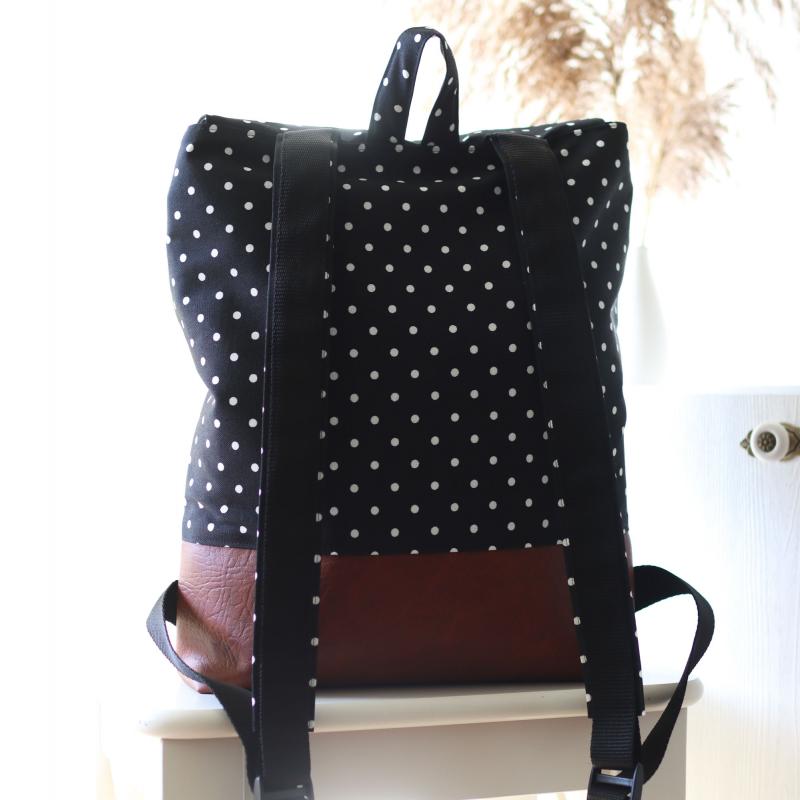 Nähbox Rucksack - Punkte schwarz