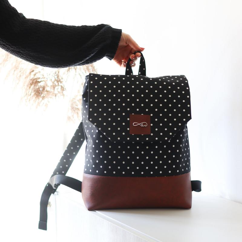 Nähbox Rucksack - Punkte schwarz
