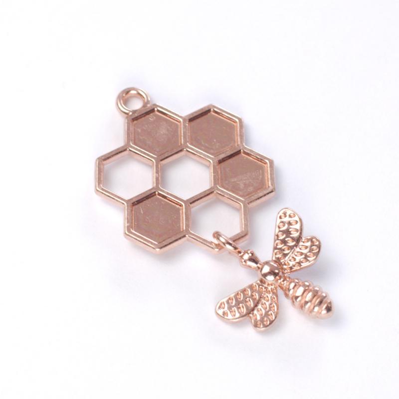 Kleine Wabe mit Biene, rosègold
