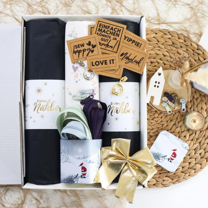 Große Weihnachtsbox mit Umhängetaschen- & Geldbörsen-Nähset