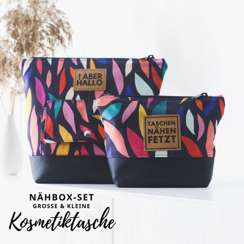 Nähbox große Kosmetiktasche - Farbenfroh inkl. Labelset 'Statement'