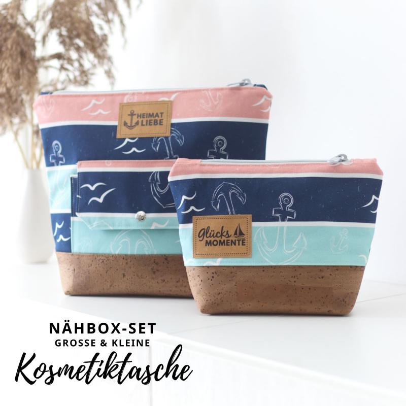 Nähbox große Kosmetiktasche - Anker & Meer inkl. Labelset 'Anker'