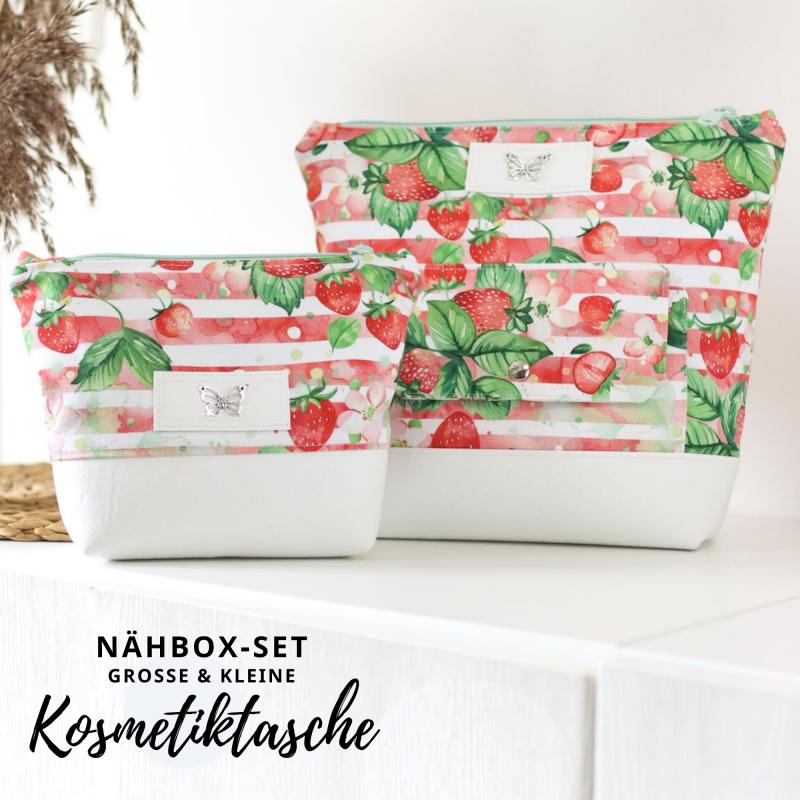 Nähbox große Kosmetiktasche - Erdbeere