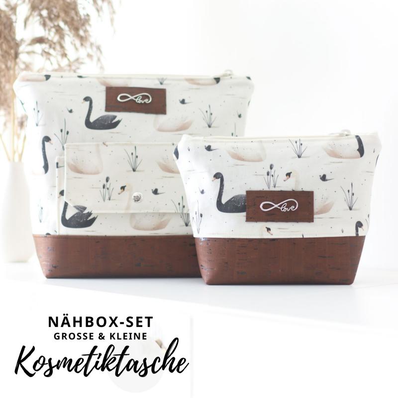 Nähbox große Kosmetiktasche - Schwäne