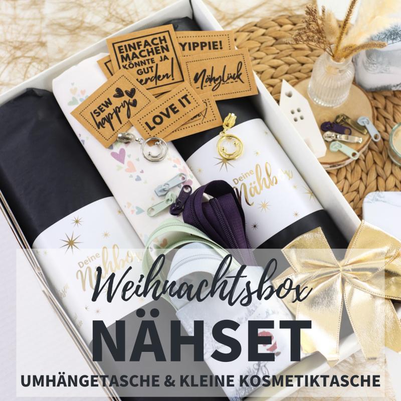 Große Weihnachtsbox mit Umhänge- & Kosmetiktaschen-Nähset