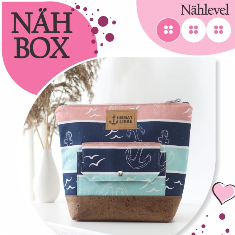 Nähbox große Kosmetiktasche - Anker & Meer inkl. Labelset 'Anker'