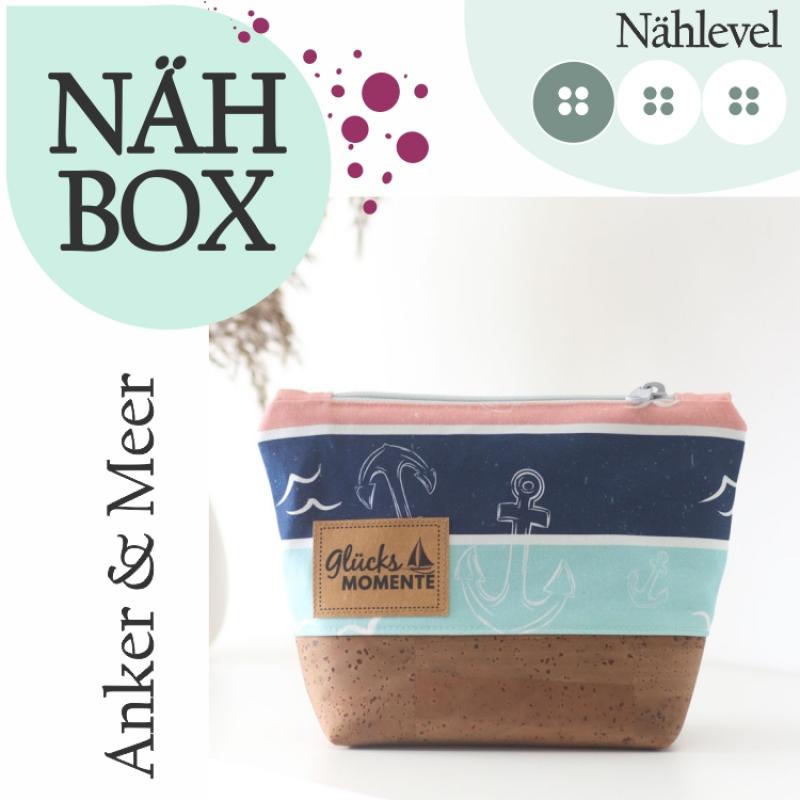 Nähbox Kosmetiktasche - Anker & Meer inkl. Labelset 'Anker'