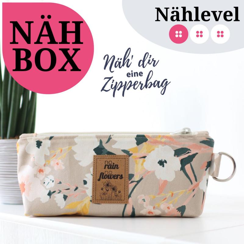 Nähset Zipperbag - Blumen korall inkl. Labelset 'Floral'