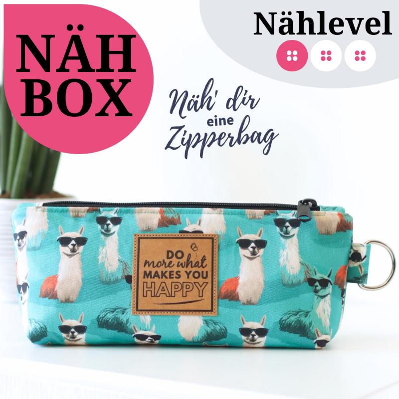 Nähset Zipperbag - Lama inkl. Labelset 'Fun'