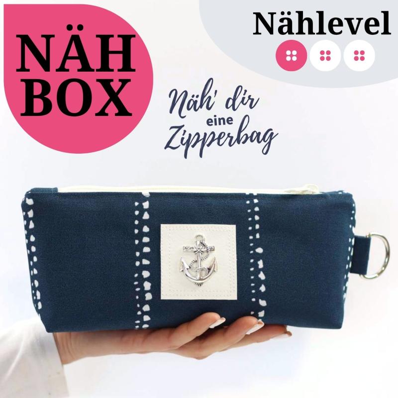 Nähset Zipperbag - Waterdrops Navy