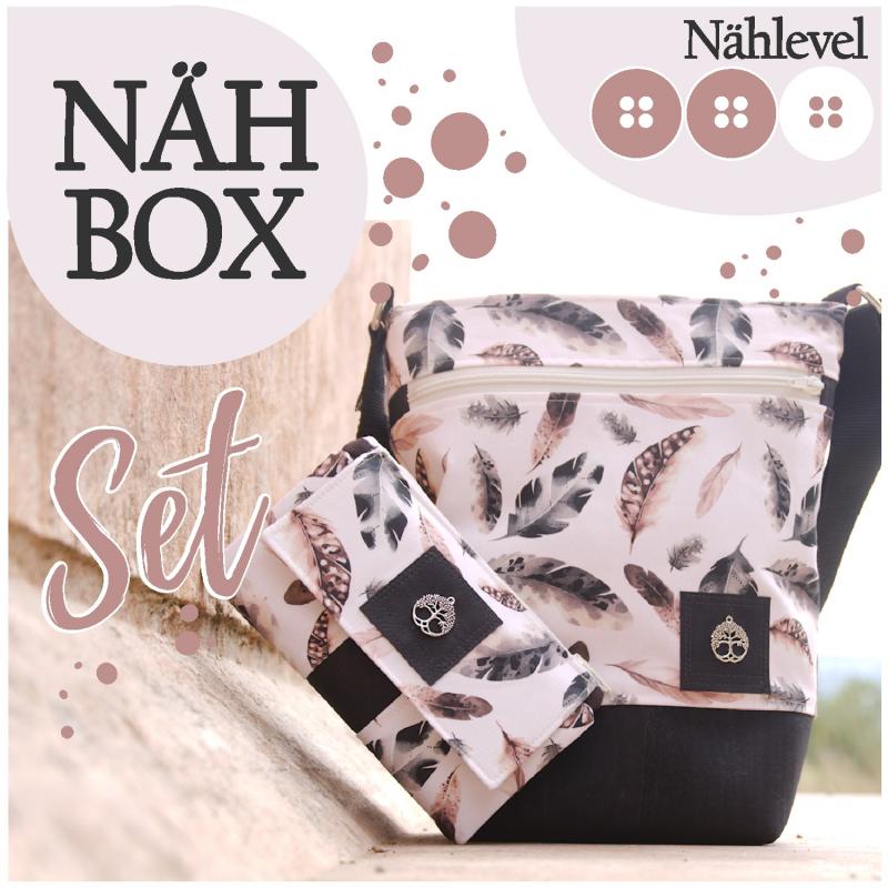 Nähbox Set - Umhängetasche & Geldbörse - Feathers Nude