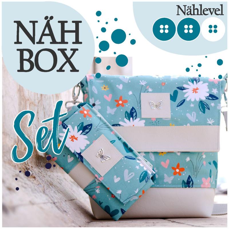 Nähbox Set - Amber & Geldbörse - Flowers Mint
