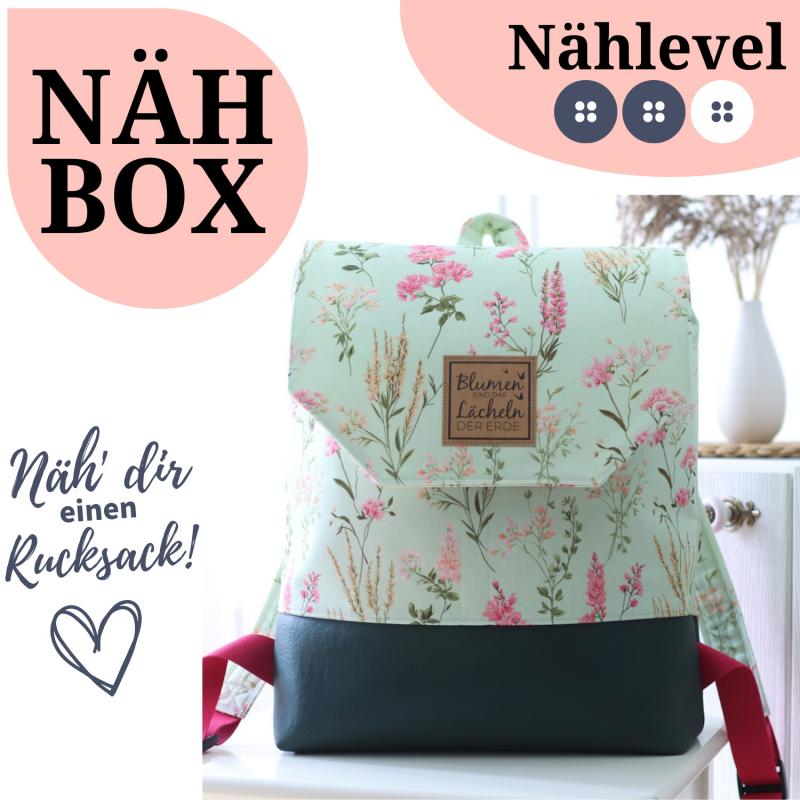 Nähbox Rucksack - Pastellblüten inkl. Labelset 'Floral'
