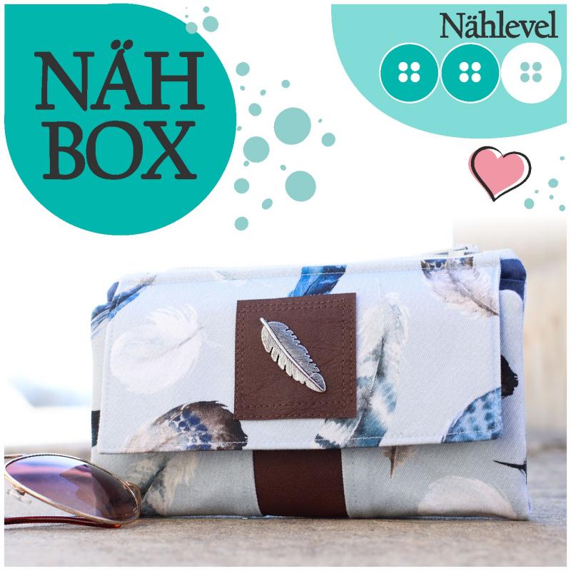 Nähbox 'Smaragd Geldbörse' - Feathers Blue