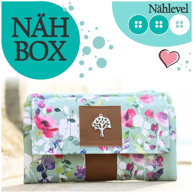 Nähbox 'Smaragd Geldbörse' - Romantic Flowers Mint