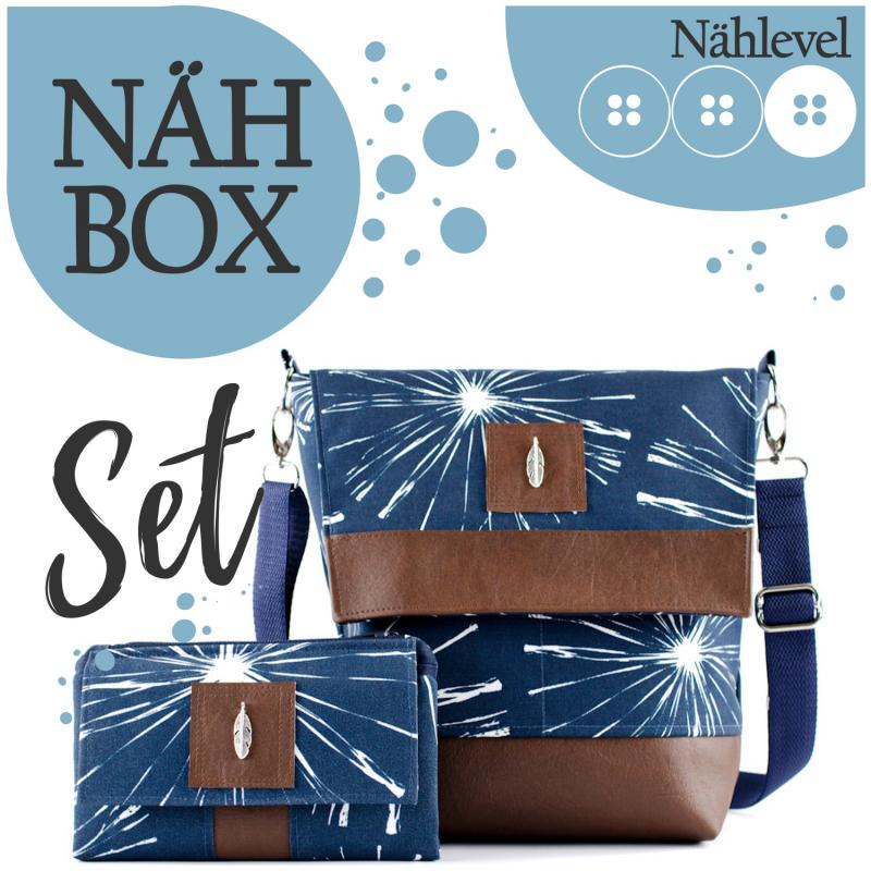 Nähbox Set - Amber & Geldbörse - Pusteblume Navy