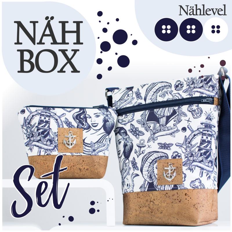Nähbox Set - Umhängetasche & Kosmetiktasche - Raue See