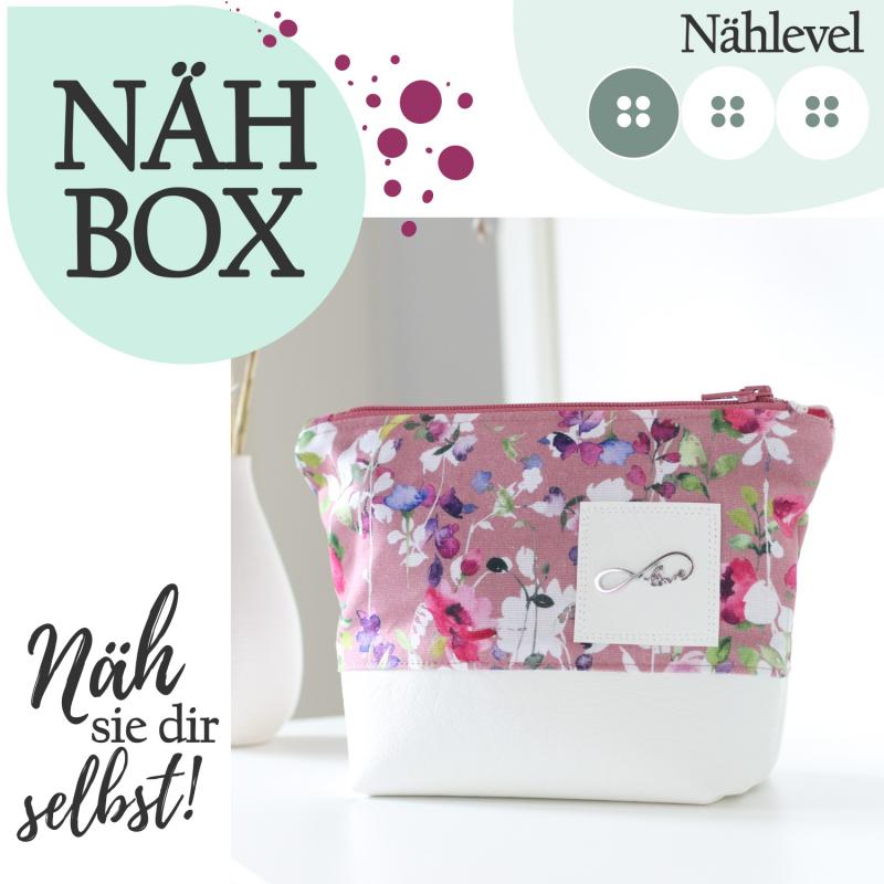 Nähbox Kosmetiktasche - Romantic Flowers Rosa