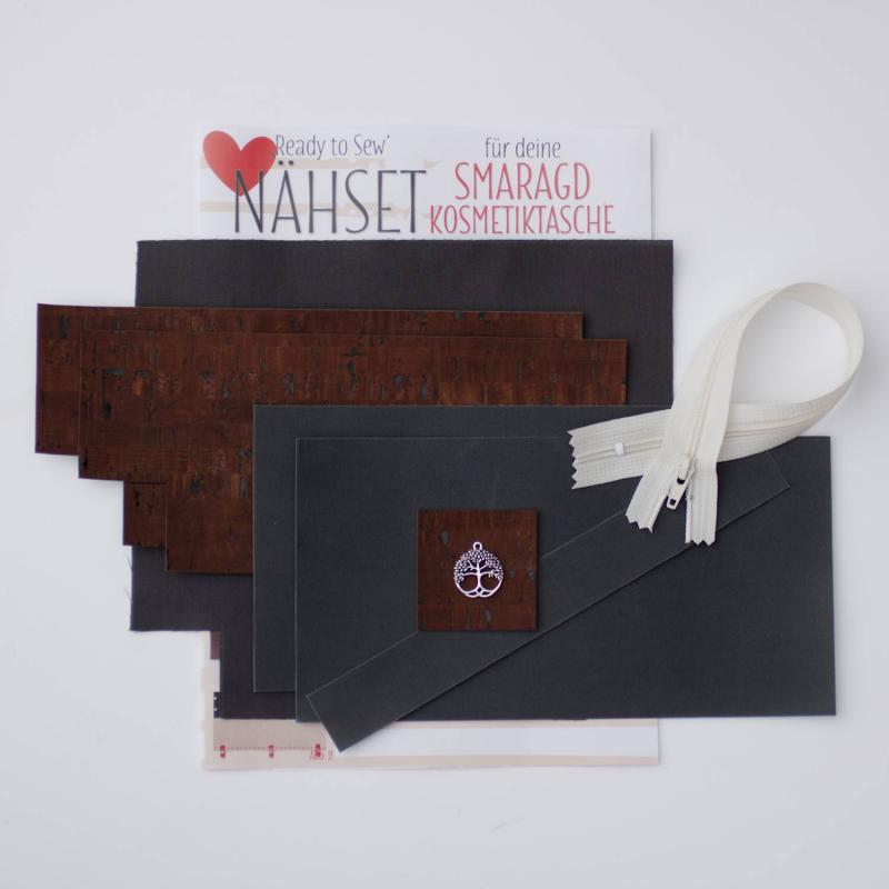 Nähset Kosmetiktasche - Waxed Dark